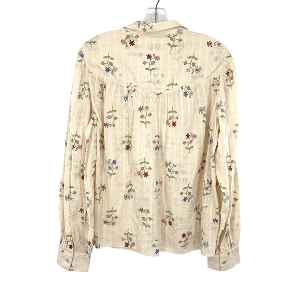 Wonderly Western Boho Floral Print Button Down Top New Cream Size Large - Picture 6 of 11